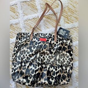 Bath & Body Works leopard print cosmetics tote.